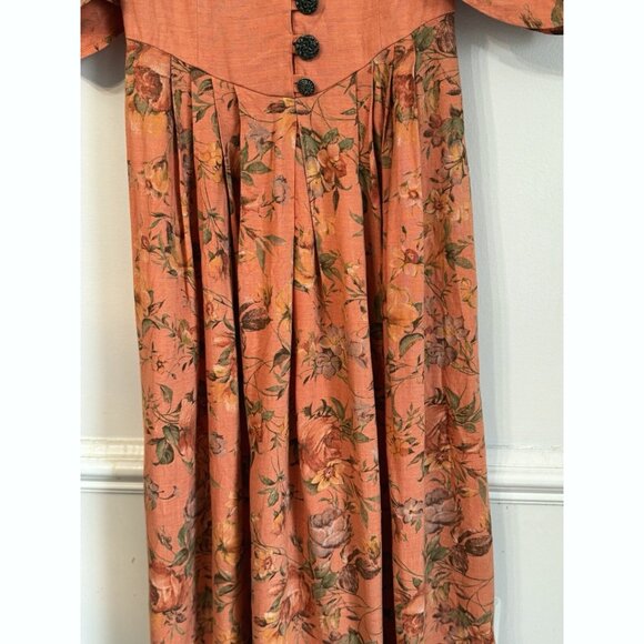 Vintage Country Line Womens Floral Midi Dress Sz 8 Milkmaid Cottagecore Romantic - Picture 5 of 16